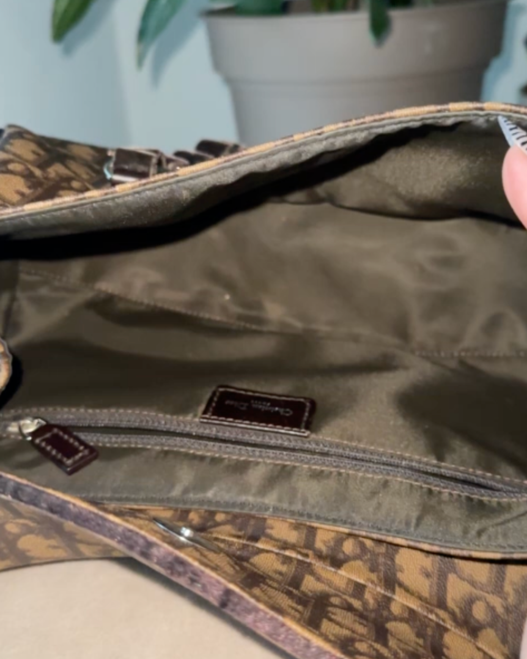 Christian Dior Vintage Romantique Trotter Monogram Tote Bag Brown