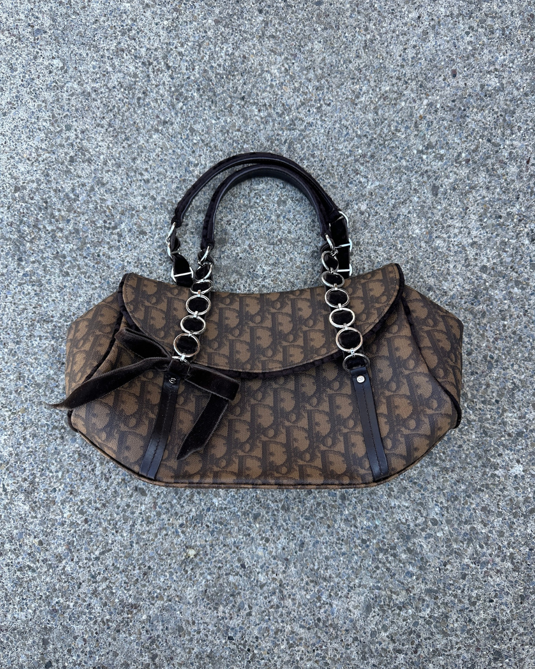 Christian Dior Vintage Romantique Trotter Monogram Tote Bag Brown