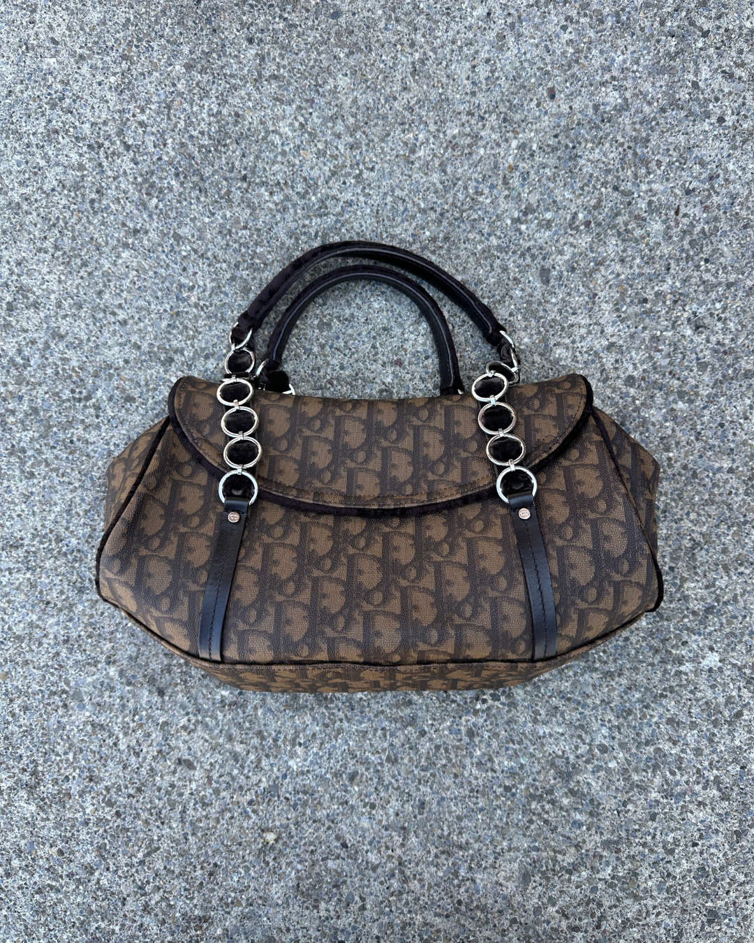 Christian Dior Vintage Romantique Trotter Monogram Tote Bag Brown