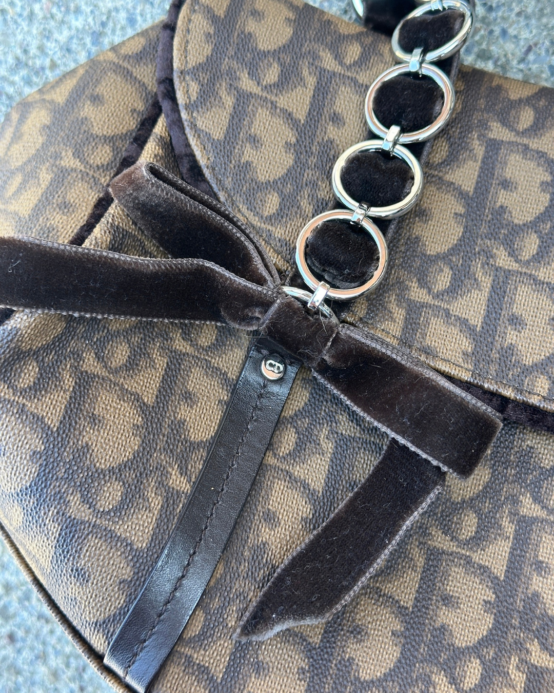 Christian Dior Vintage Romantique Trotter Monogram Tote Bag Brown