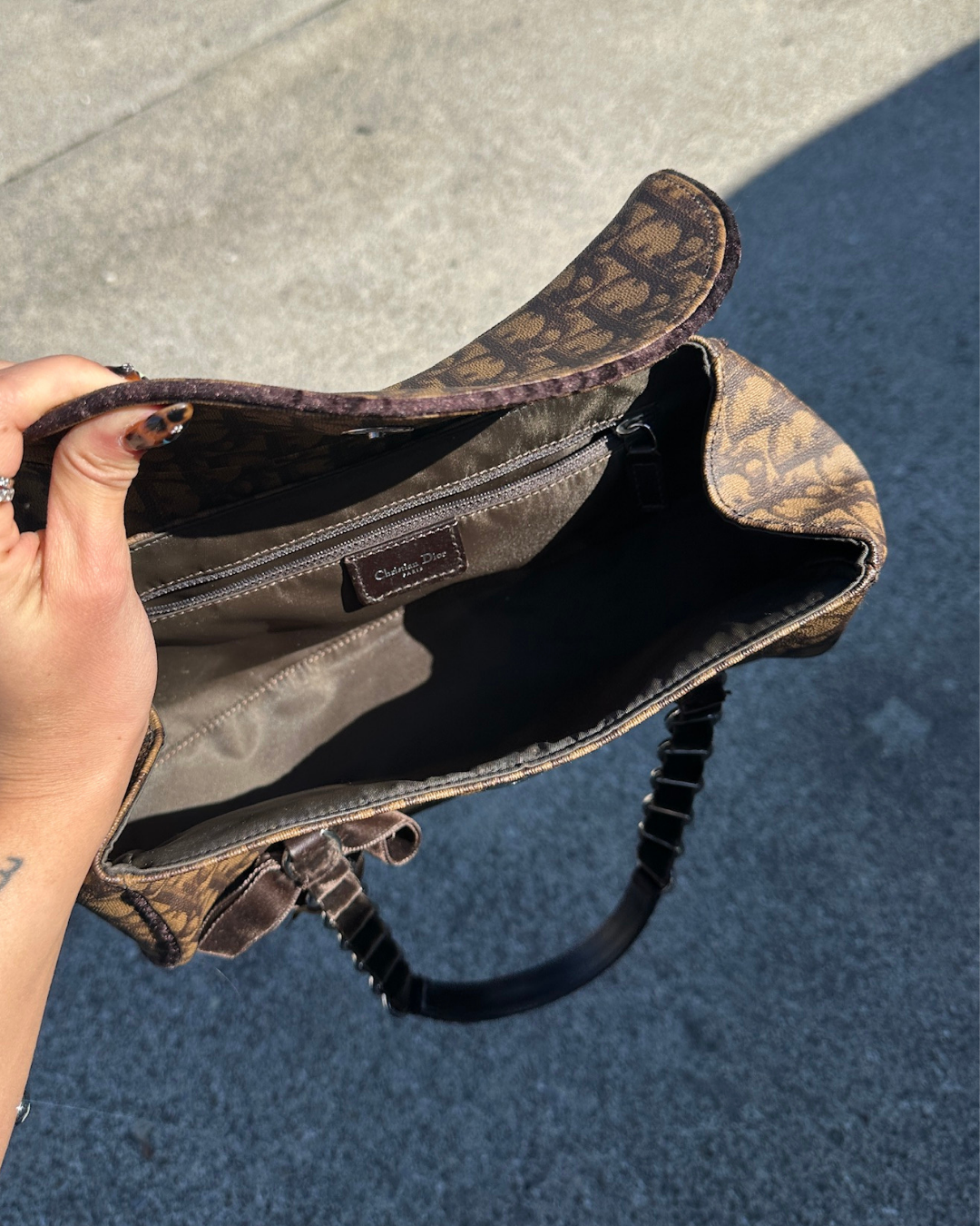 Christian Dior Vintage Romantique Trotter Monogram Tote Bag Brown