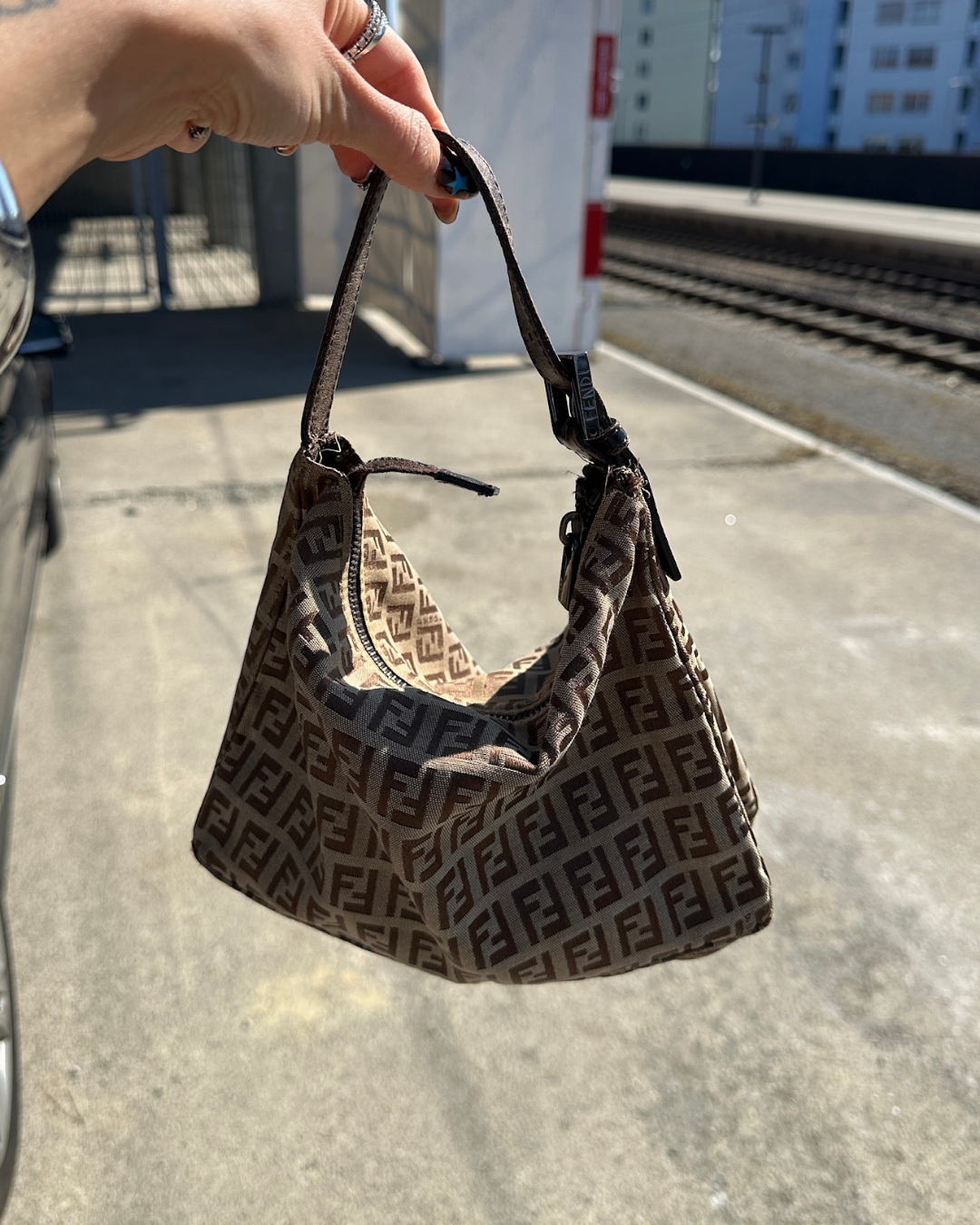 Vintage Beige Fendi Monogram Bag