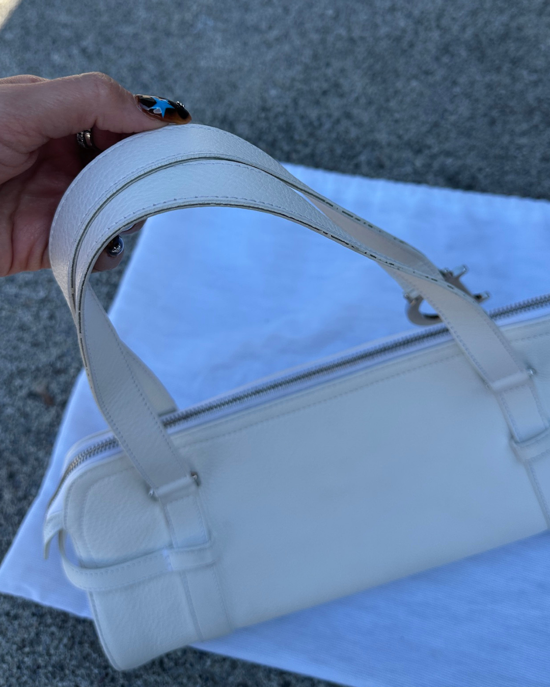 White Dior Leather Handbag