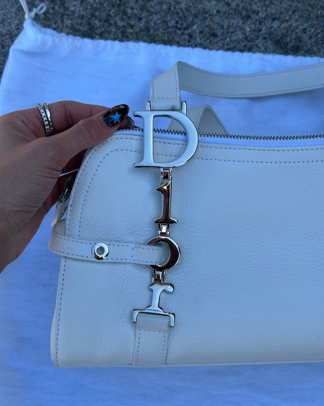 White Dior Leather Handbag