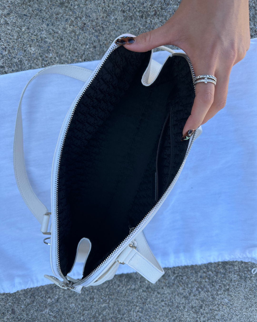 White Dior Leather Handbag