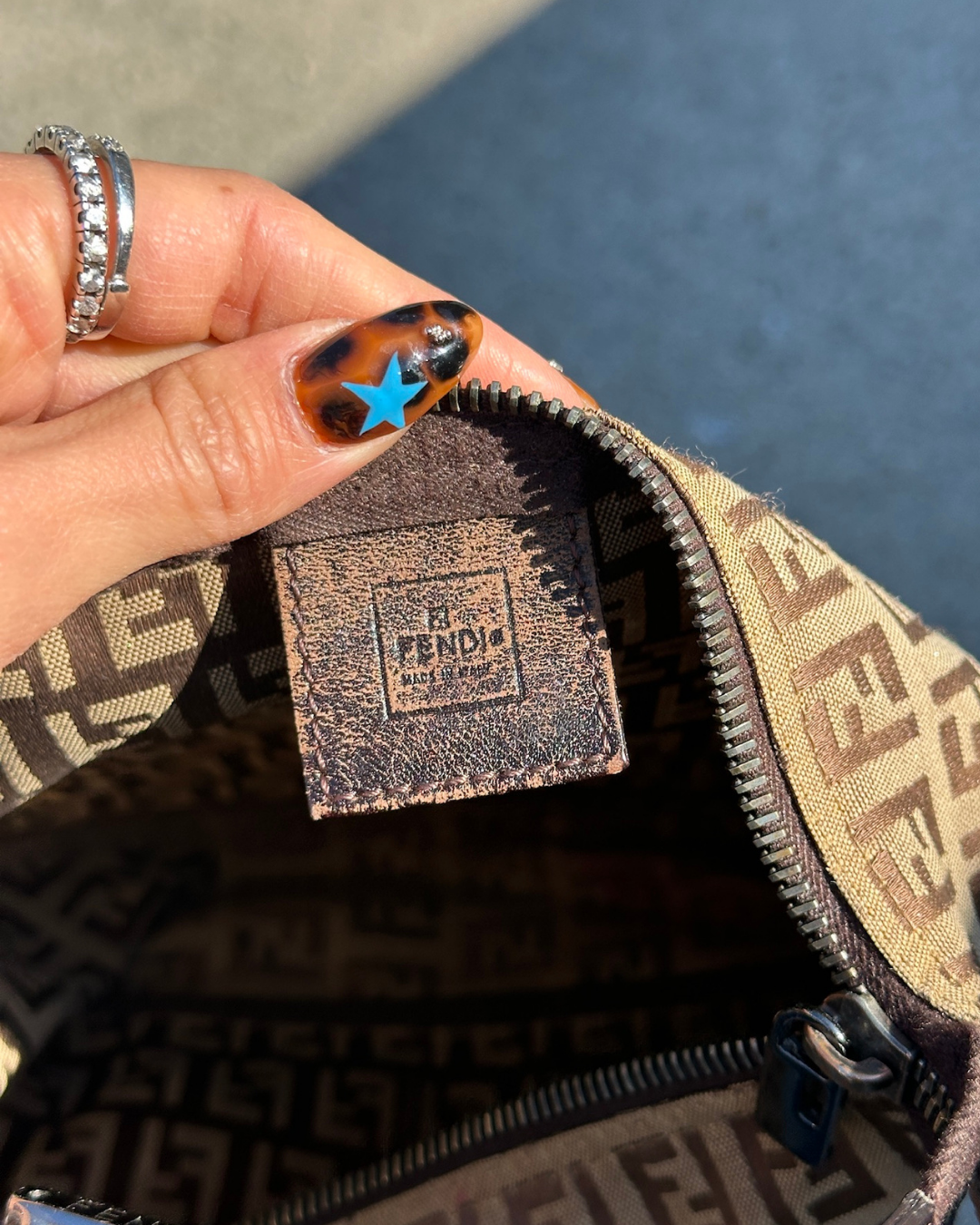 Vintage Beige Fendi Monogram Bag